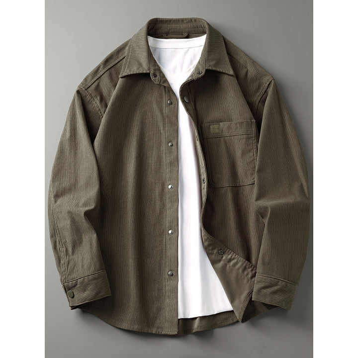 Men's cord overshirt in worker look with button placket and patch chest pocket Mune Fashion