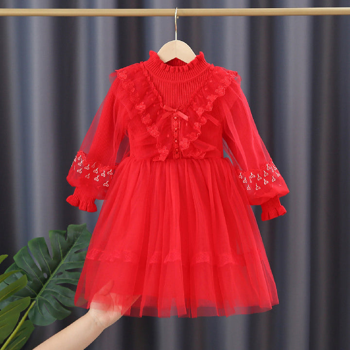 Girls festive tulle dress with ruffle details Mune Fashion