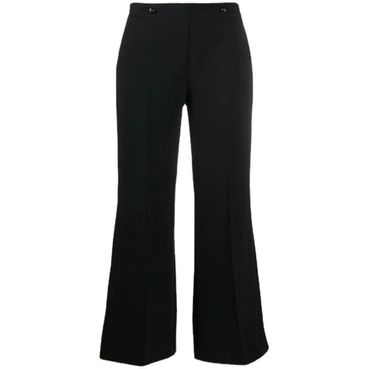 Women's High-Waisted Tailored Palazzo Trousers with Crease and Wide Leg Mune Fashion