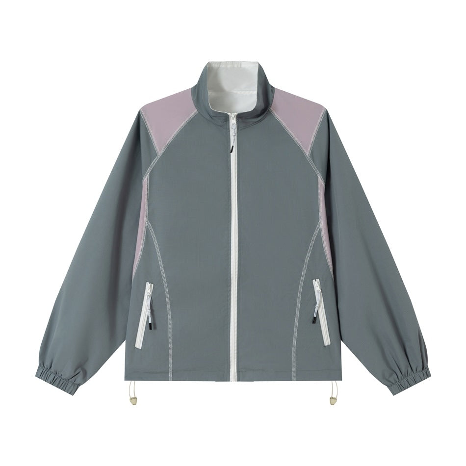 Unisex Lightweight Softshell Training Jacket with Stand-Up Collar, Contrast Panels and Drawstring Mune Fashion