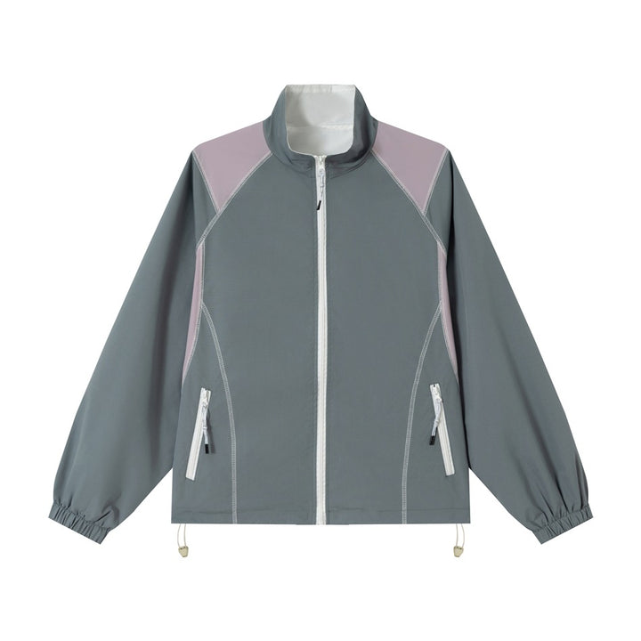 Unisex Lightweight Softshell Training Jacket with Stand-Up Collar, Contrast Panels and Drawstring Mune Fashion