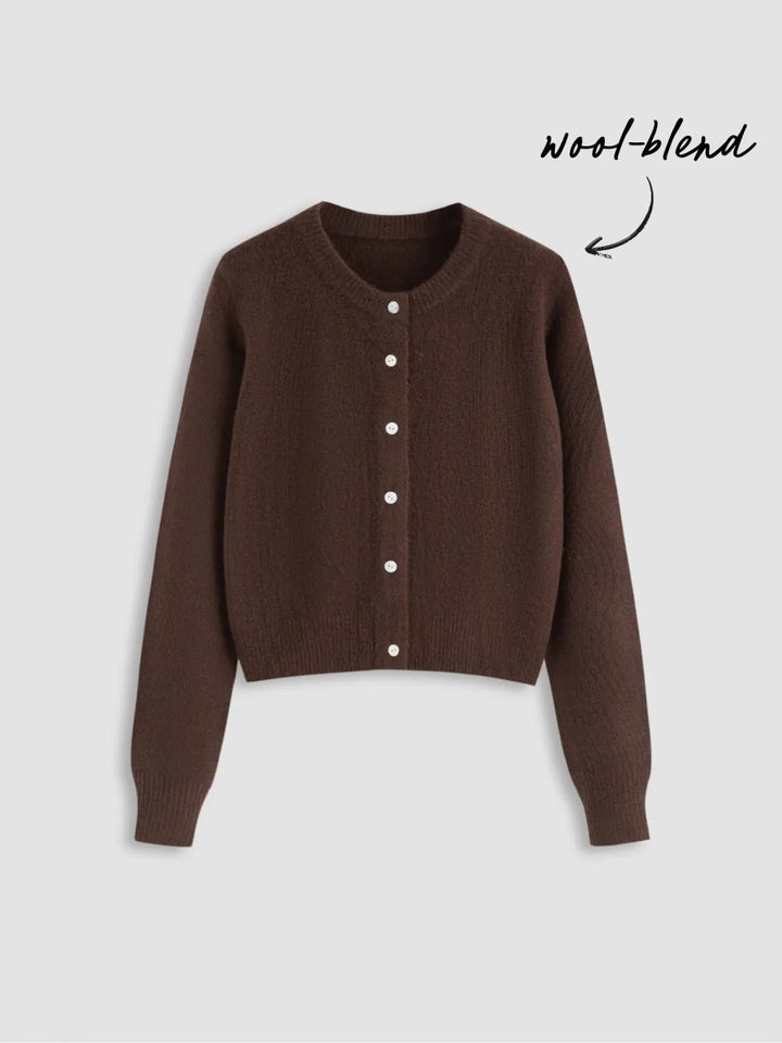 Women's Elegant Short Sweater with Shirt Collar Mune Fashion