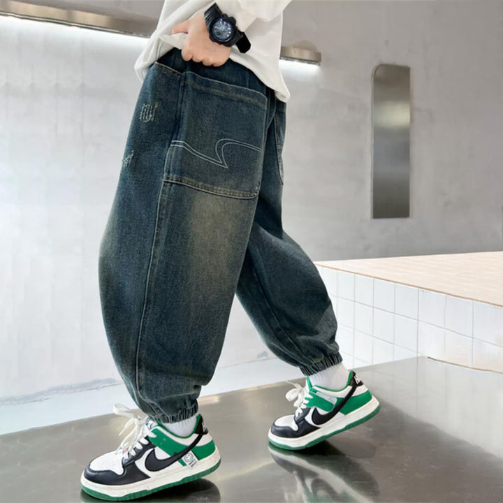 Unisex casual baggy jeans with elastic waistband Mune Fashion