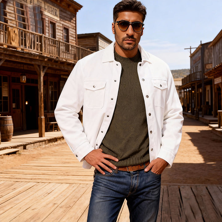 Men's Corduroy Shirt Jacket in Western Style with Flap Chest Pockets Mune Fashion