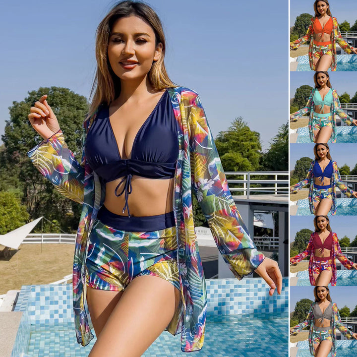 Ladies bikini set with floral wrap top and comfortable shorts Mune Fashion