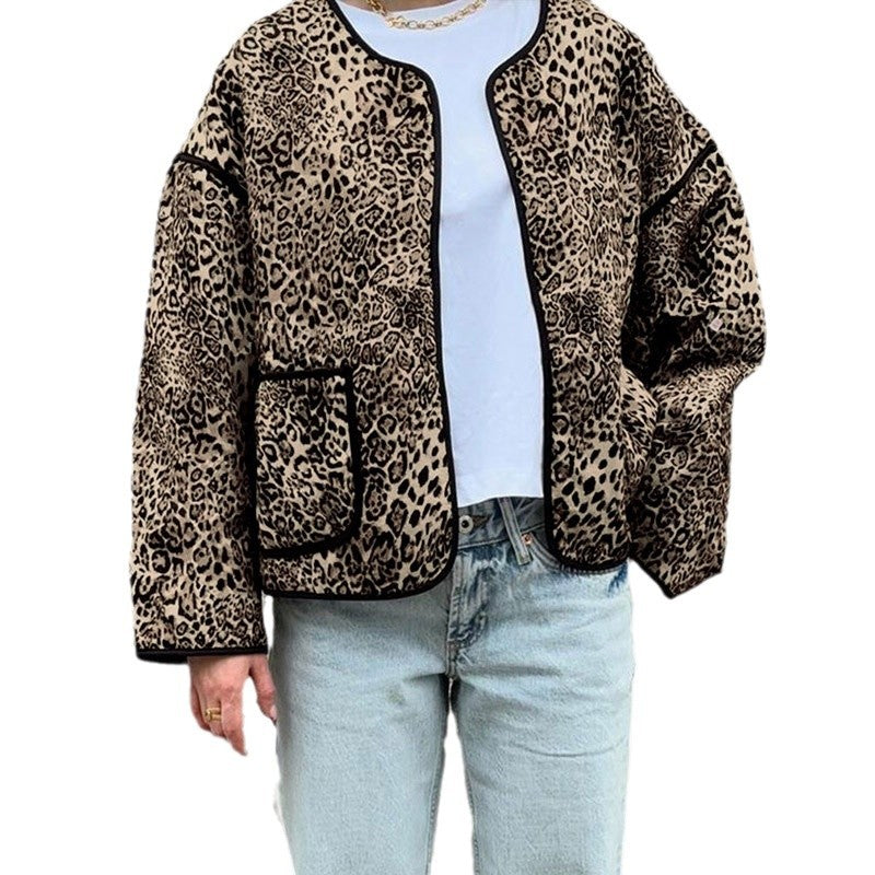 Women's Casual Bomber Jacket with Leo Pattern Mune Fashion