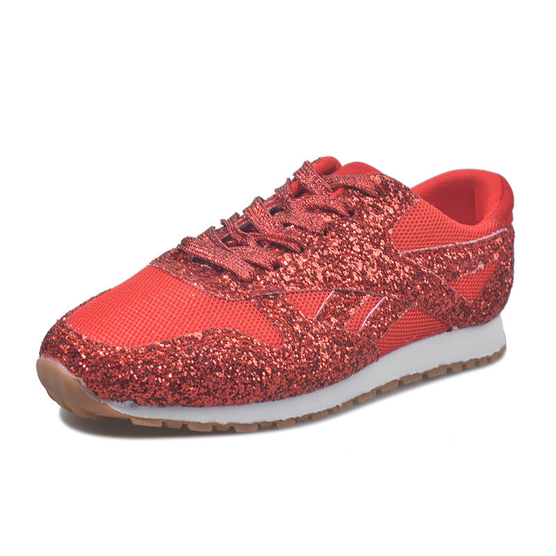 Women's Glitter Sneakers with Breathable Mesh and Profiling Rubber Sole Mune Fashion