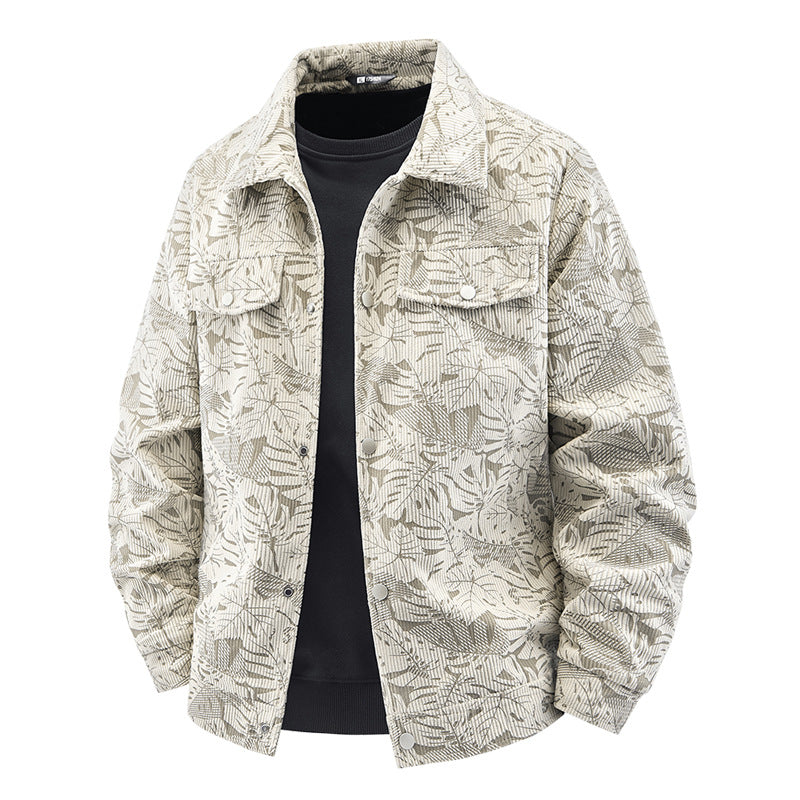 Men's Stylish Cord Jacket with Unique Jacquard Pattern Mune Fashion