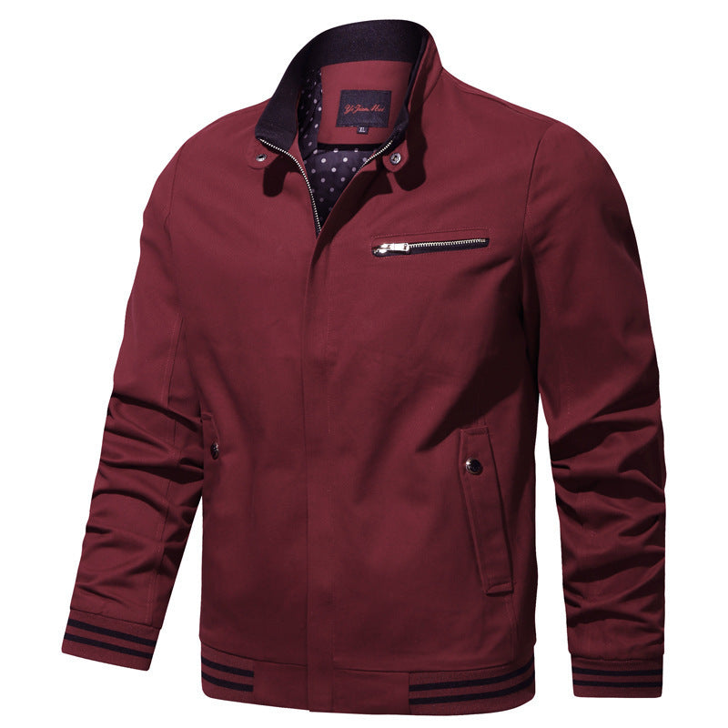 Men's nano urban blouson with contrast-trimmed stand-up collar, striped ribbed cuffs, and chest zip pocket Mune Fashion