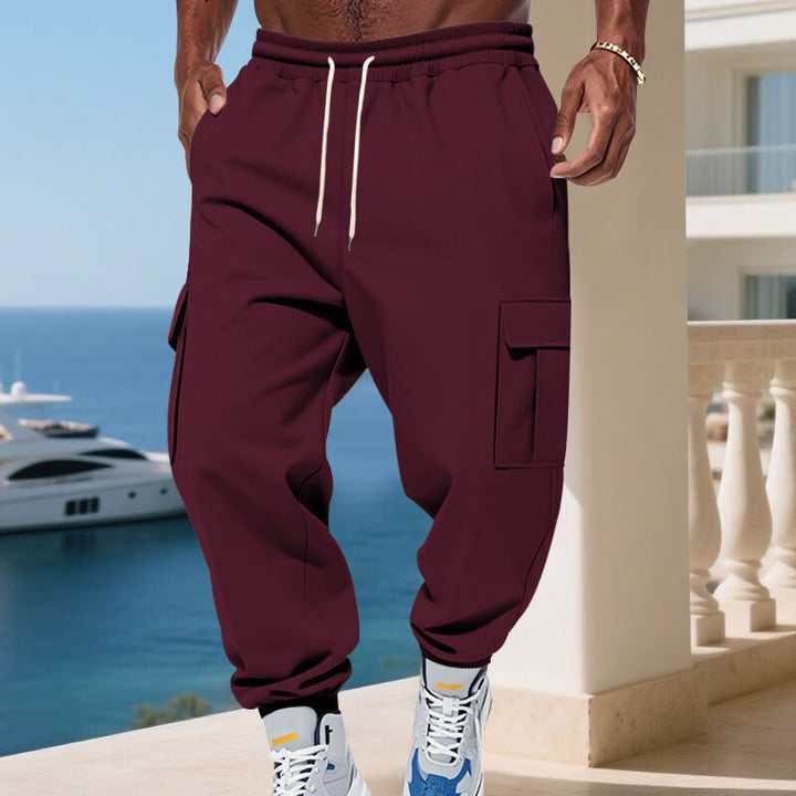 Men's Cargo Jogging Pants with Elastic Waistband Drawstring and Sewn Side Pockets Mune Fashion