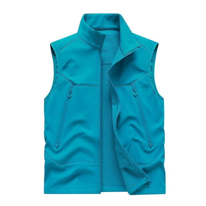 Men's Water-Repellent Softshell Vest with Stand-Up Collar, Zipper Pockets & Breathable Lining Mune Fashion