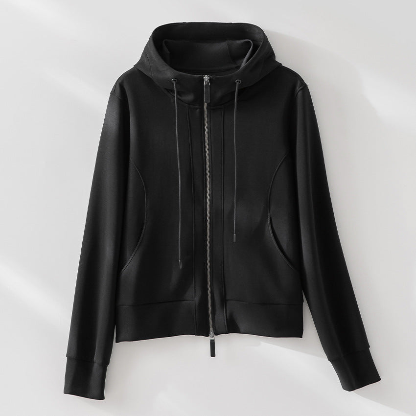 Women's Lightweight Hooded Jacket made of fine terry with tailored silhouette and two-way zipper Mune Fashion
