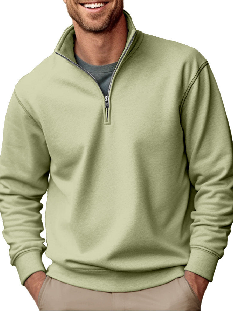 Men's half-zip sweatshirt with stand-up collar and soft fleece interior lining Mune Fashion