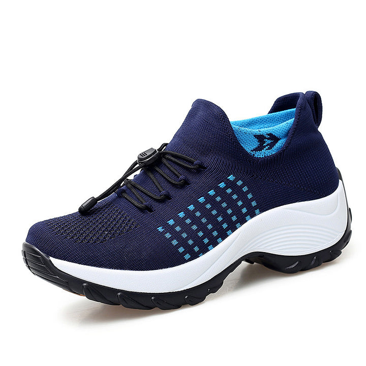 Unisex knitted sock sneaker with elastic shaft, quick lacing system and cushioned wave sole Mune Fashion