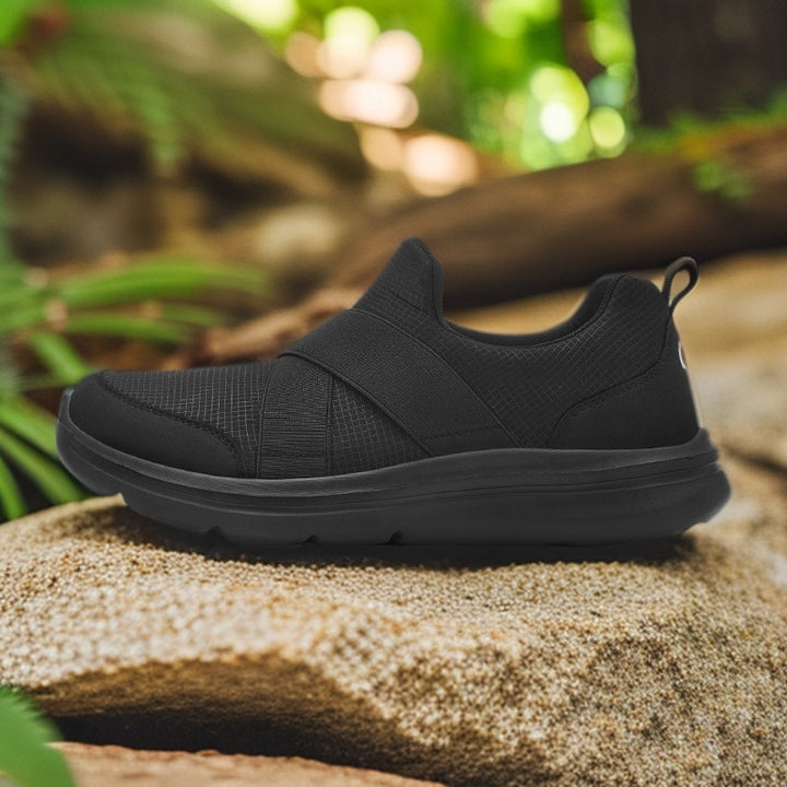 Women nan elastic Slip-On comfort sneaker with breathable knit upper, crossed stretch straps and cushioning EVA sole Mune Fashion