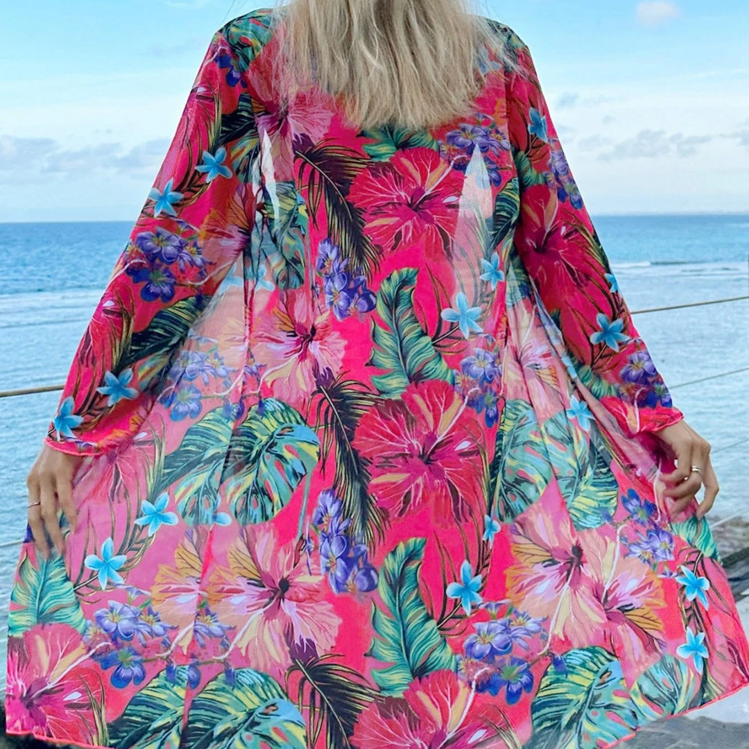 Women's sleeveless bikini set with floral kimono and fashionable shorts Mune Fashion