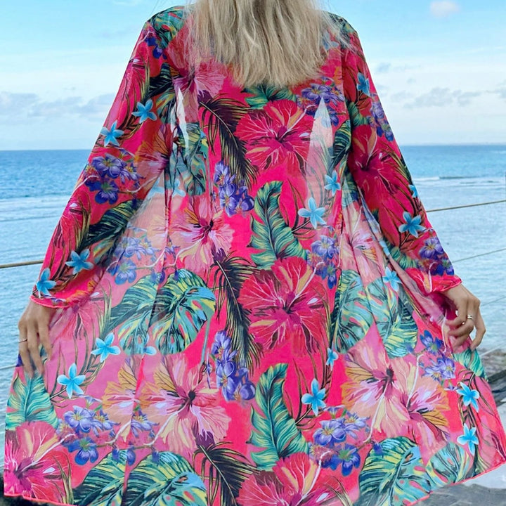 Women's sleeveless bikini set with floral kimono and fashionable shorts Mune Fashion