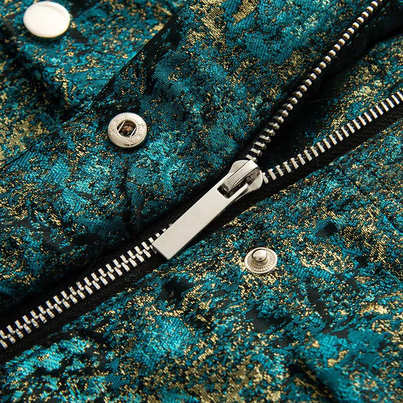 Women nan cropped boxy jacket with stand-up collar, snap button placket and patched breast flaps Mune Fashion