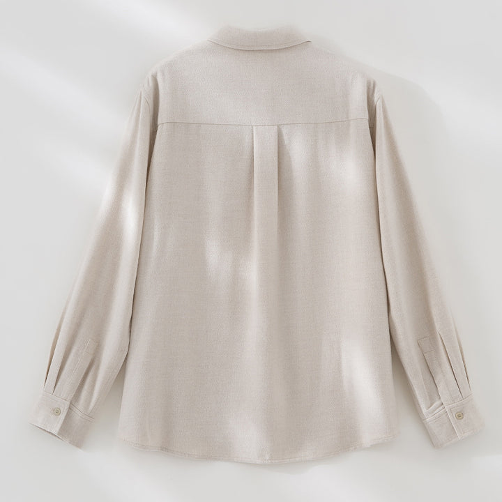 Women's Light Oversized Shirt Blouse made of Structured Jersey with Kent Collar Mune Fashion