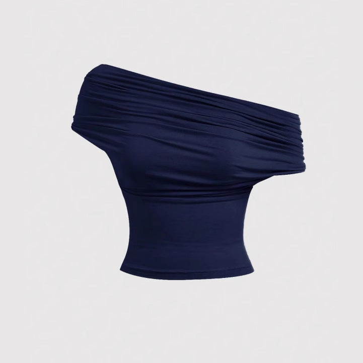 Women's Halter-Cropped-Top with Waterfall Neckline and Tailored Fit Mune Fashion
