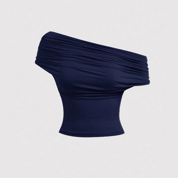 Women's Halter-Cropped-Top with Waterfall Neckline and Tailored Fit Mune Fashion