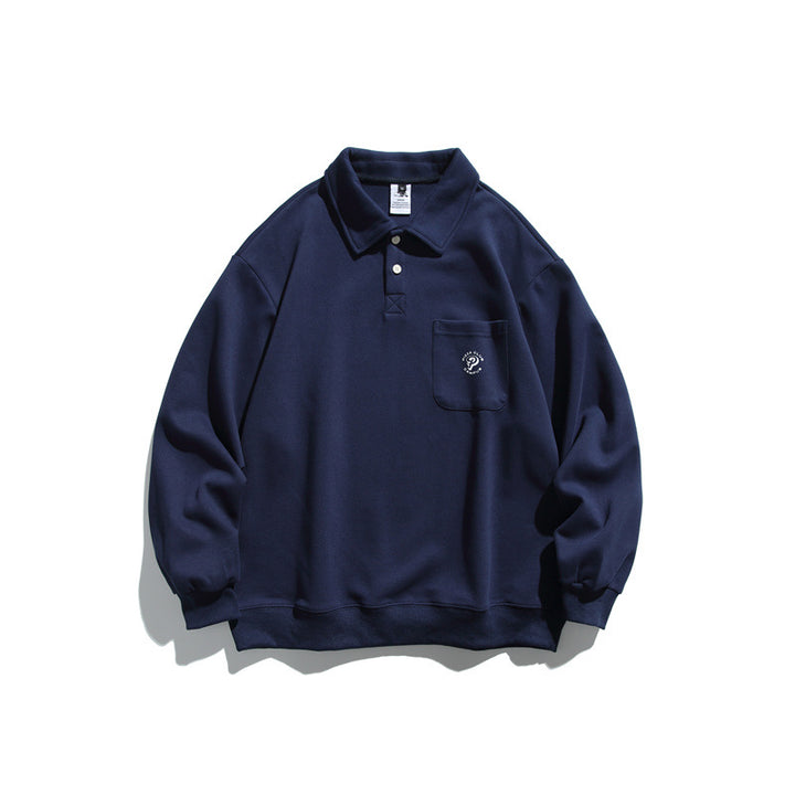 Unisex Relaxed-Fit Polo collar sweatshirt with chest pocket and fine ponte structure Mune Fashion