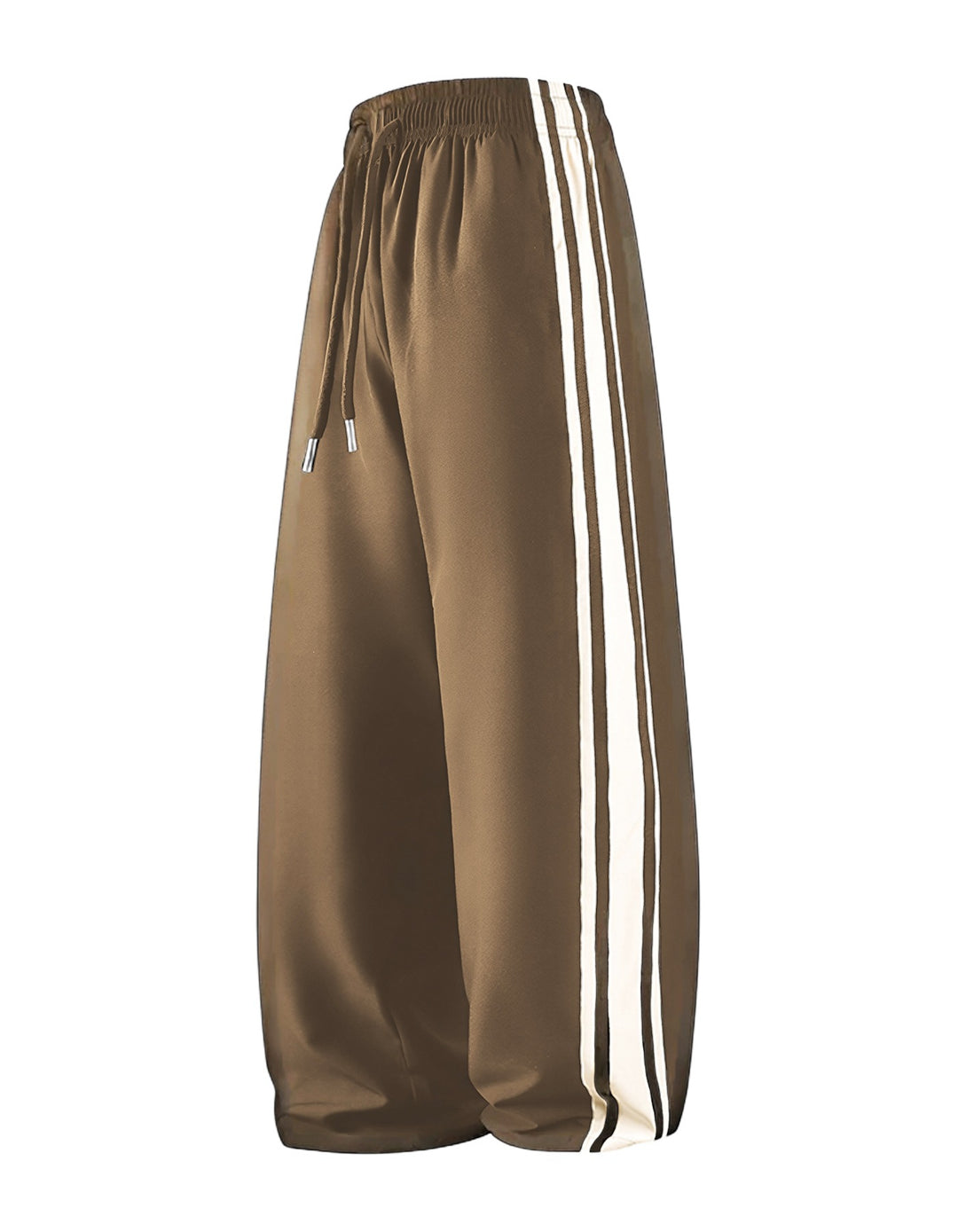 Women Wide Trackpants with Drawstring Waistband and Side Contrast Stripes Mune Fashion