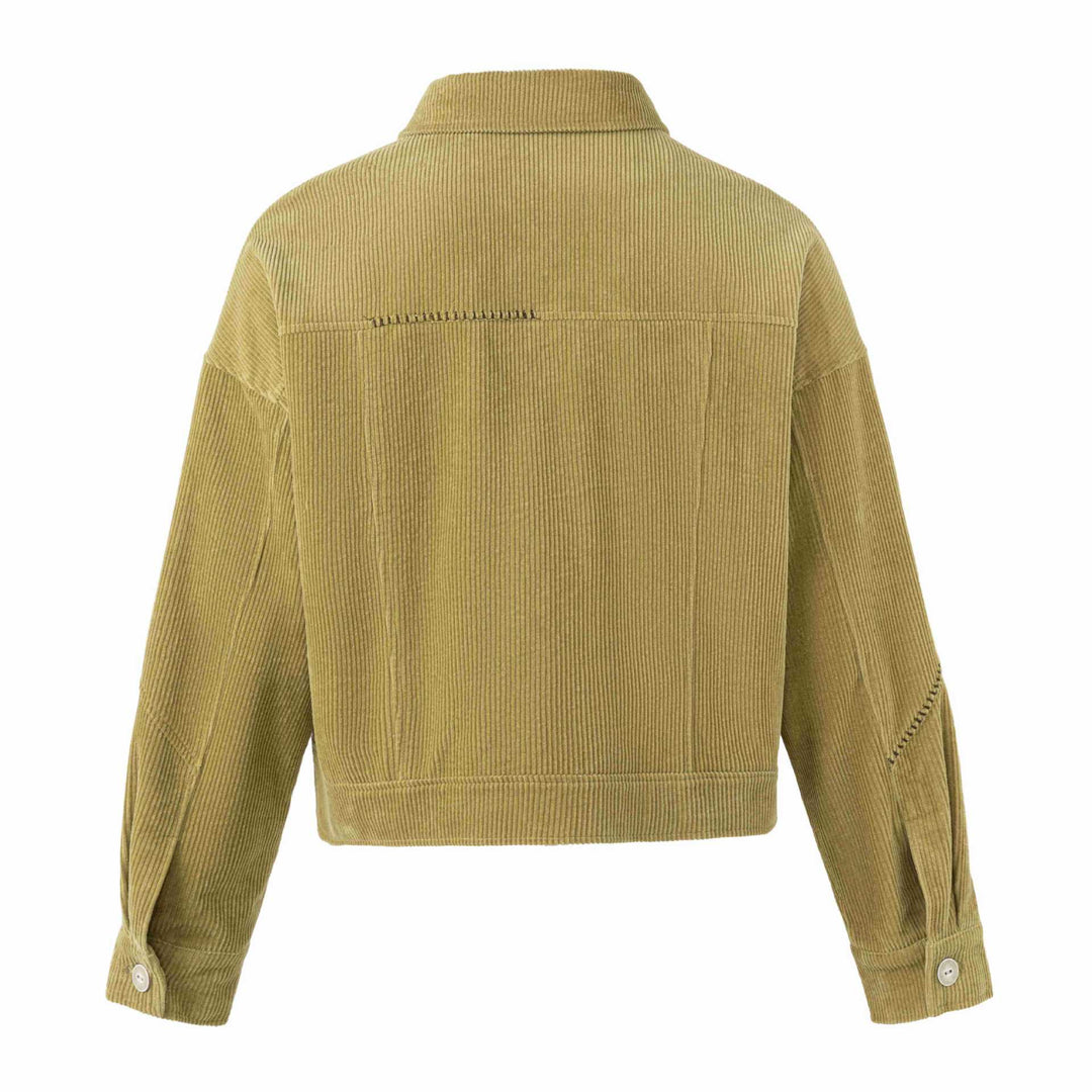 Women's short-cut cord trucker jacket in boxy cut with flap pockets Mune Fashion