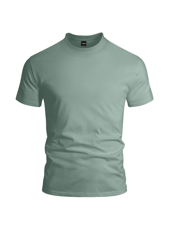 Men's close-fitting round neck basic shirt made of single jersey with reinforced neckband Mune Fashion