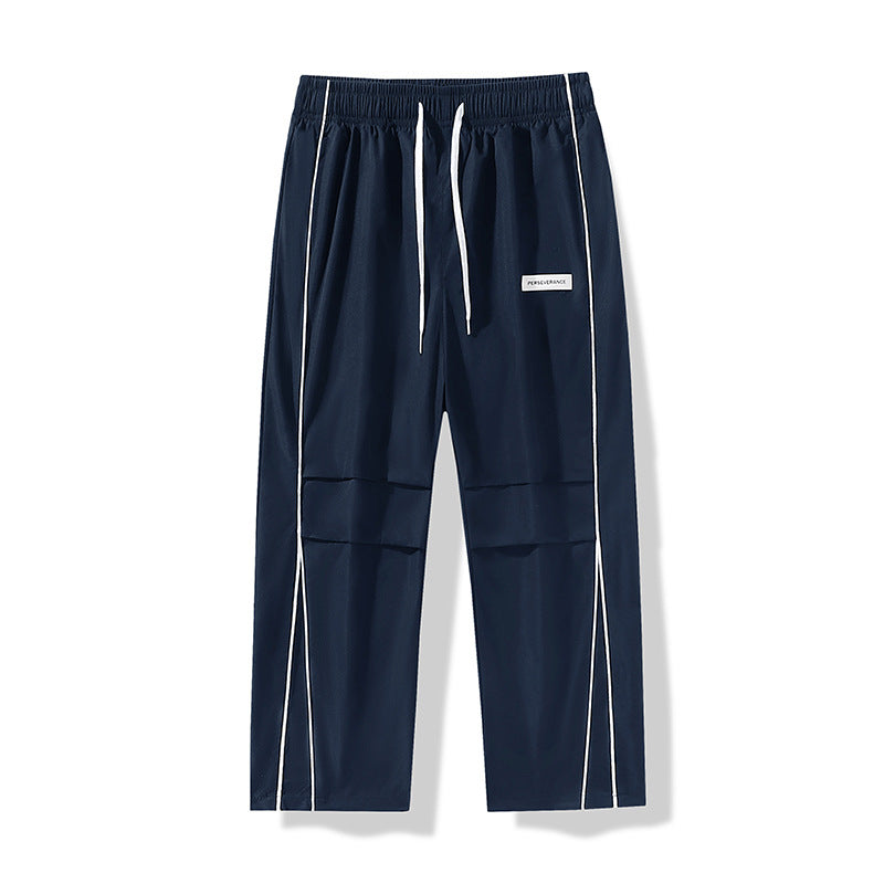 Men's Lightweight Technical Track Pants with Elastic Waistband, Knee Inserts & Side Contrast Piping Mune Fashion