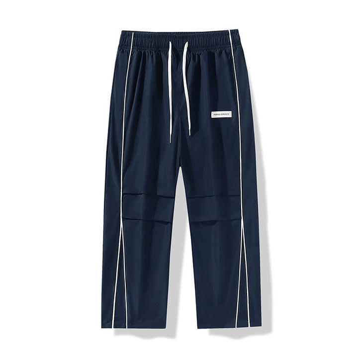 Men's Lightweight Technical Track Pants with Elastic Waistband, Knee Inserts & Side Contrast Piping Mune Fashion