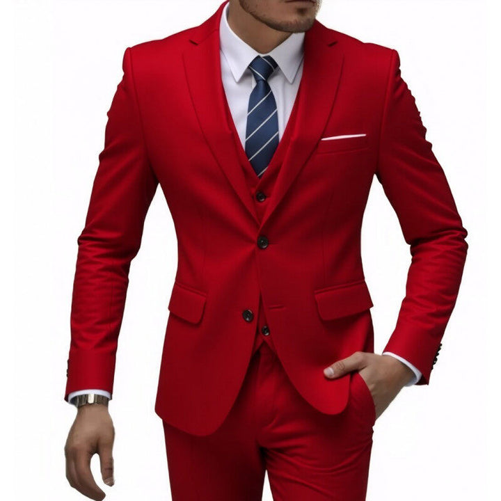 Men's three-piece Slim-Fit suit set with vest, slim lapel and tailored silhouette Mune Fashion