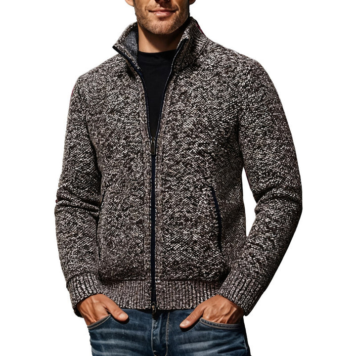 Men's knitted bomber jacket with stand-up collar and two-way zipper Mune Fashion