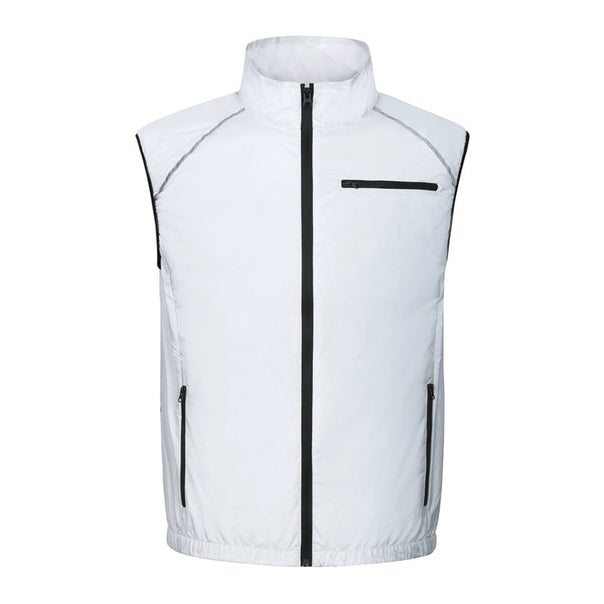 Men's lightweight breathable wind vest with standing collar and zippered pockets Mune Fashion