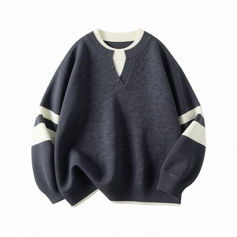 Women's sporty oversized sweater with button placket Mune Fashion