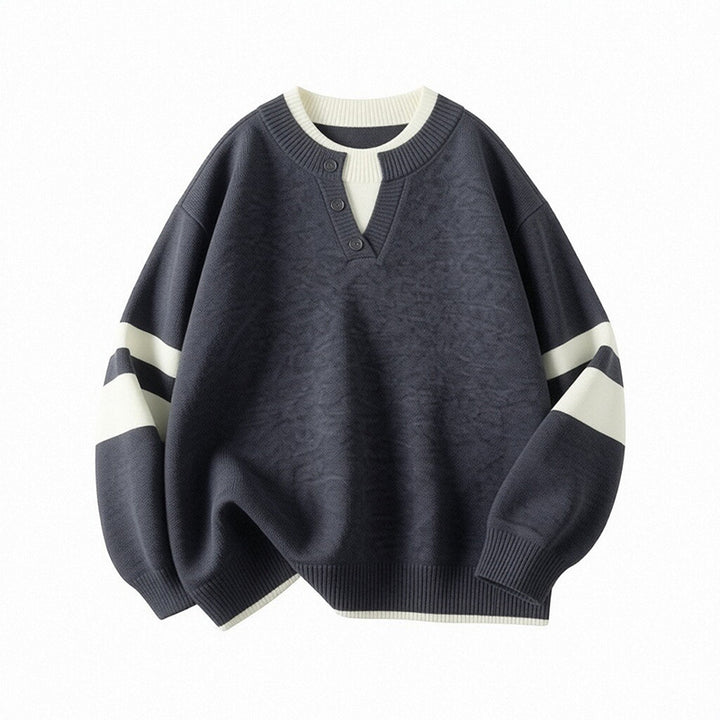 Women's sporty oversized sweater with button placket Mune Fashion
