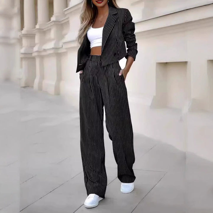 Ladies stylish business outfit with marginal stripe pattern Mune Fashion