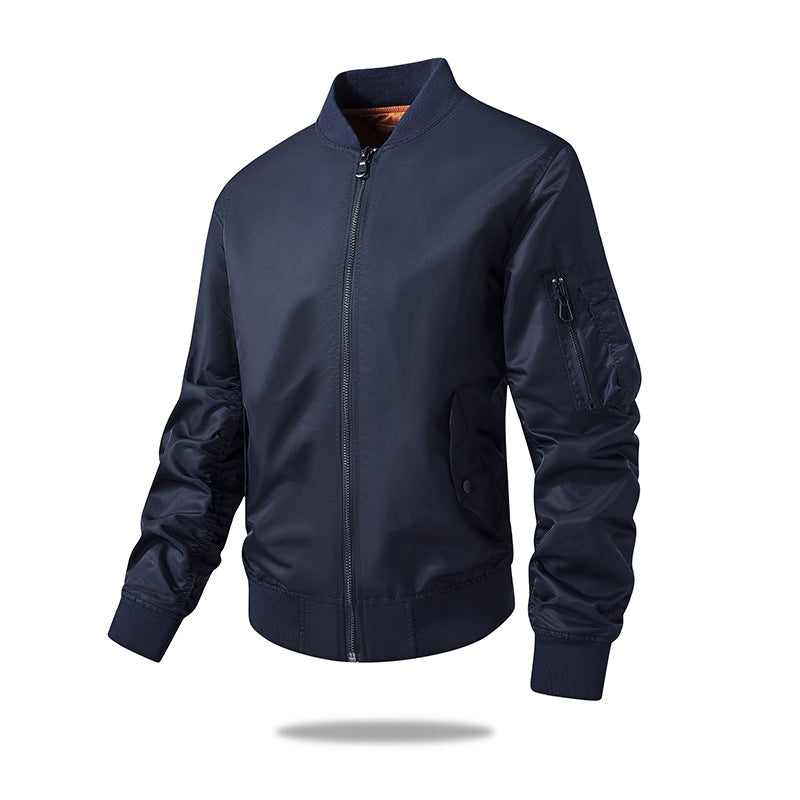 Men's Multifunctional Nylon Bomber Jacket with Concealed Zipper and Arm Pocket Mune Fashion