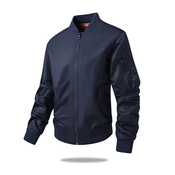 Men's Multifunctional Nylon Bomber Jacket with Concealed Zipper and Arm Pocket Mune Fashion