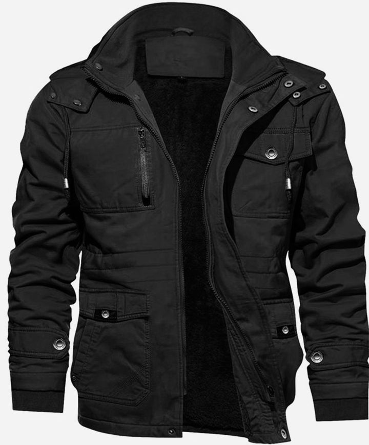Men's thermal field jacket with teddy lining, hood, and multiple pockets Mune Fashion