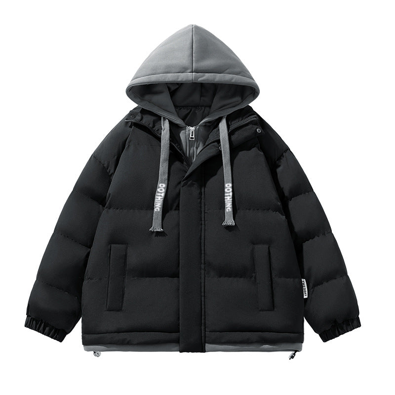 Unisex short cut quilted puffer jacket with two-layer contrasting hood Mune Fashion