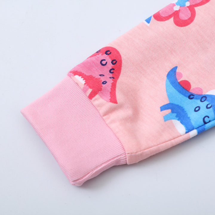 Girls' cotton dress with cheerful dinosaur motifs Mune Fashion