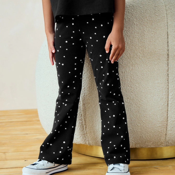 Girls Flared Leggings with Sparkling Star Design Mune Fashion