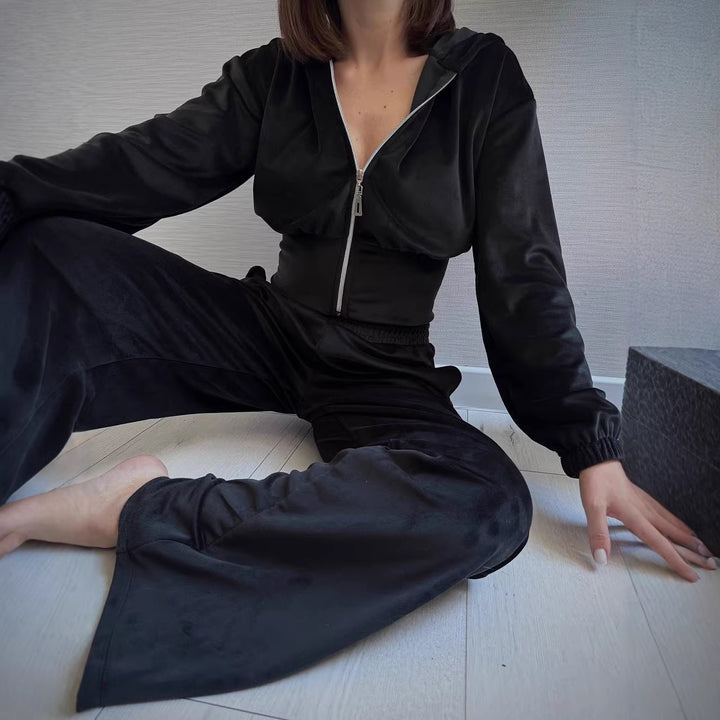 Women Tailored Cropped Hoodie Jacket with figure-shaping tube waistband Mune Fashion
