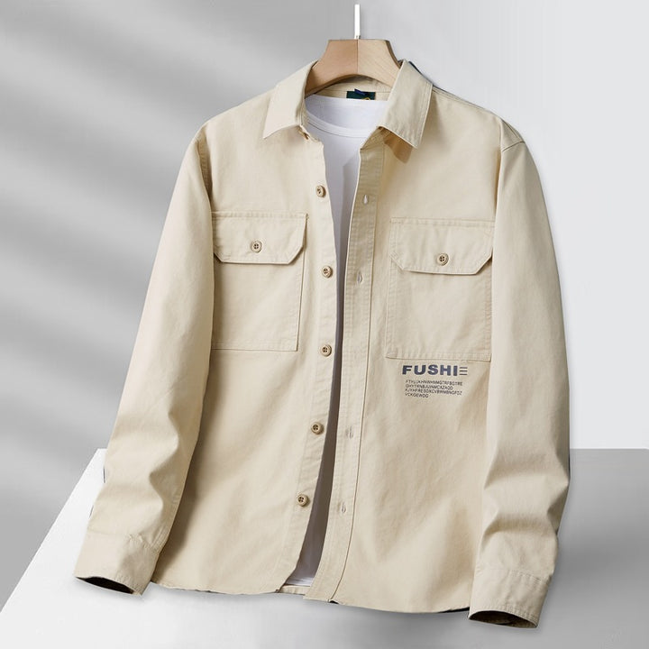 Men's Overshirt Jacket in Utility Style with Chest Pockets and Shirt Collar Mune Fashion