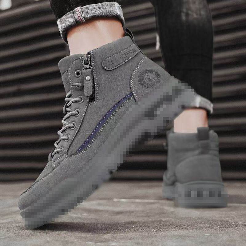 Men's ankle-high sneaker boots made of suede with zipper and patterned rubber sole Mune Fashion