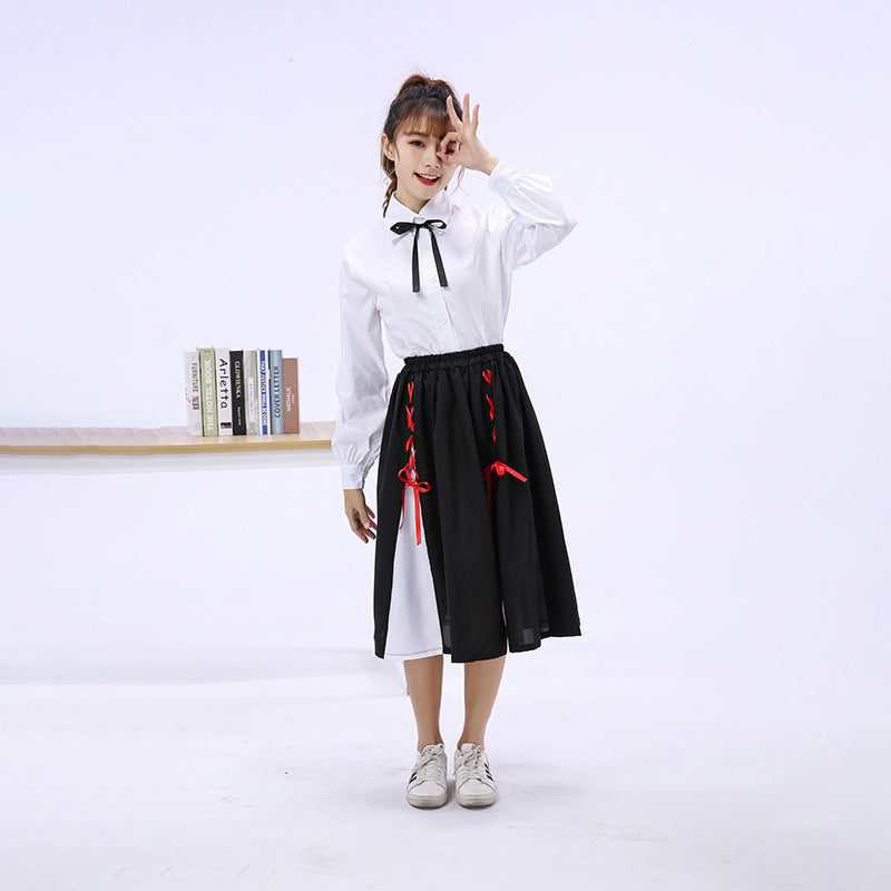 Girls Elegant Blouse with Ruffled Skirt and Bow Details Mune Fashion