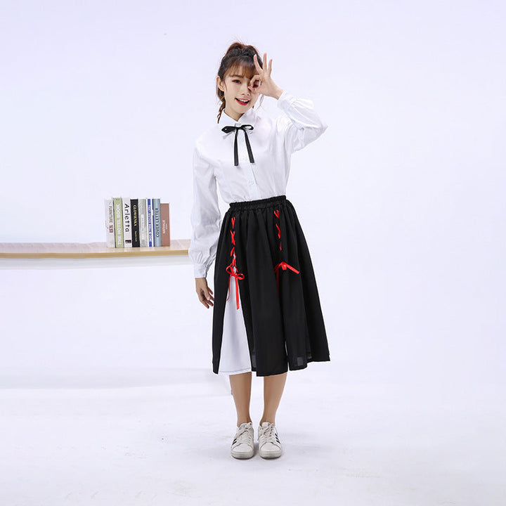 Girls Elegant Blouse with Ruffled Skirt and Bow Details Mune Fashion