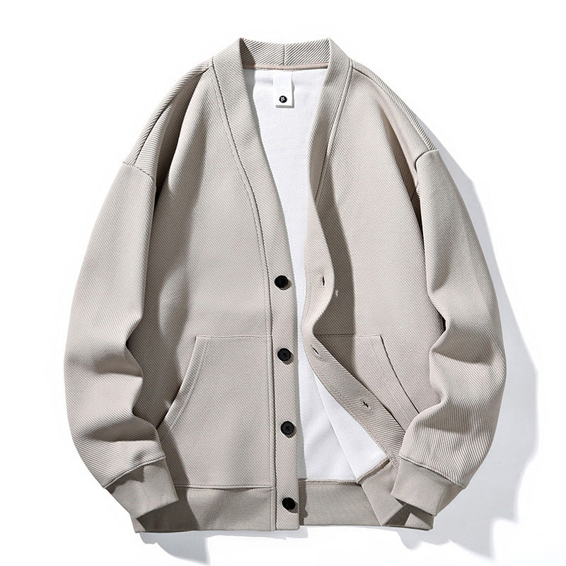 Men's oversized knit cardigan with V-neck, button placket, and patch pockets Mune Fashion