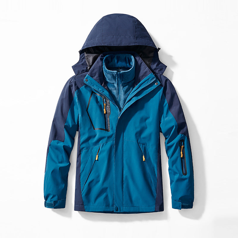 Men's Three-in-One Outdoor Softshell Jacket with Removable Fleece Inner Jacket and Hood Mune Fashion